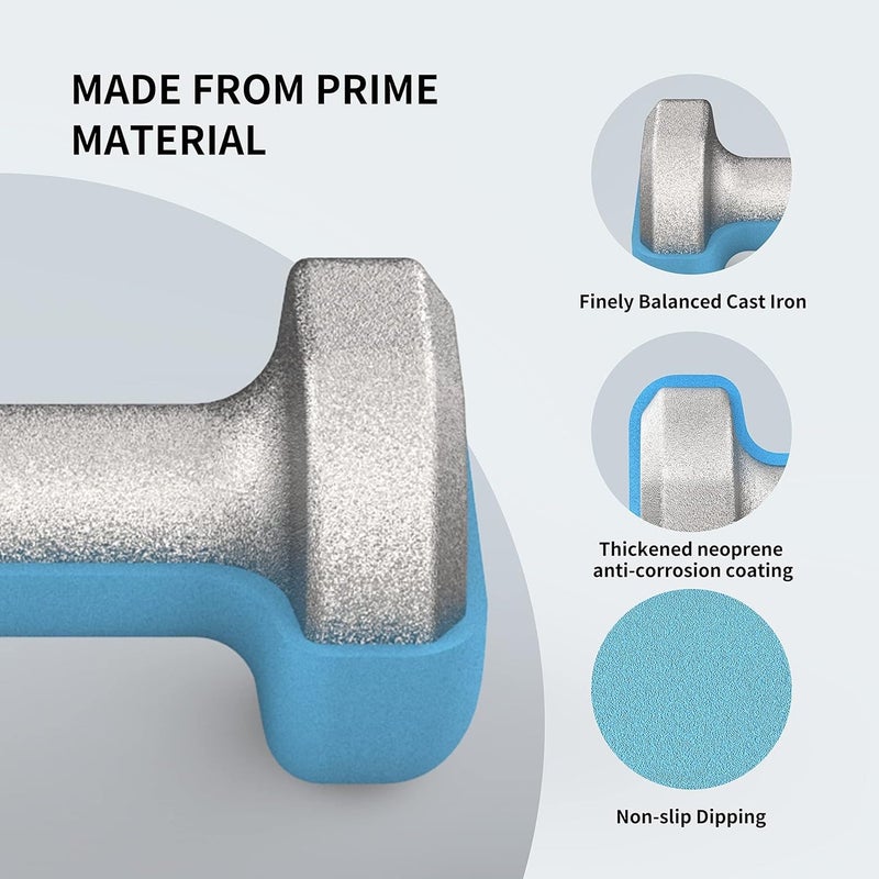 Cyber Neoprene Dumbbells Weights Exercise & Fitness Dumbbells in 2 x 1kg- Blue - Image 3